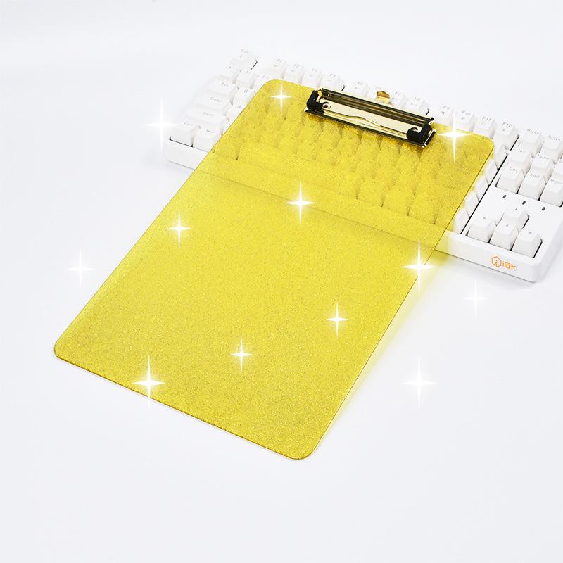 A4 Gold Glitter Card Holder & Writing Pad Clip Folder