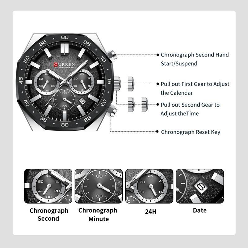 CURREN Fashion Men Top Brand Luxury Design Sport Military Quartz Wristwatch Luminous Male Clock