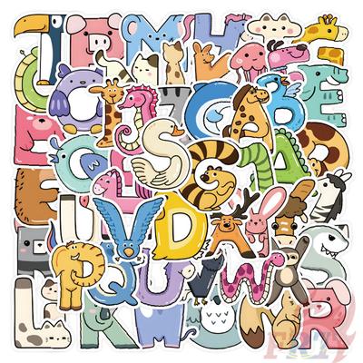 50 Stück/Set Q Lustige Tierbuchstaben Serie 01 Aufkleber DIY Mode Wasserdichte Kritzel-Aufkleber Aufkleber
