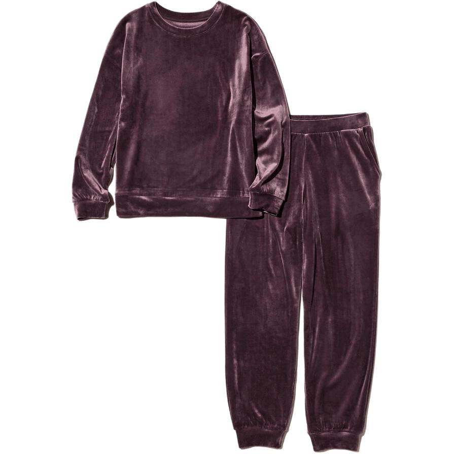 UNIQLO Casual Suits Women's Burgundy Crew Neck Moderate 488525-19