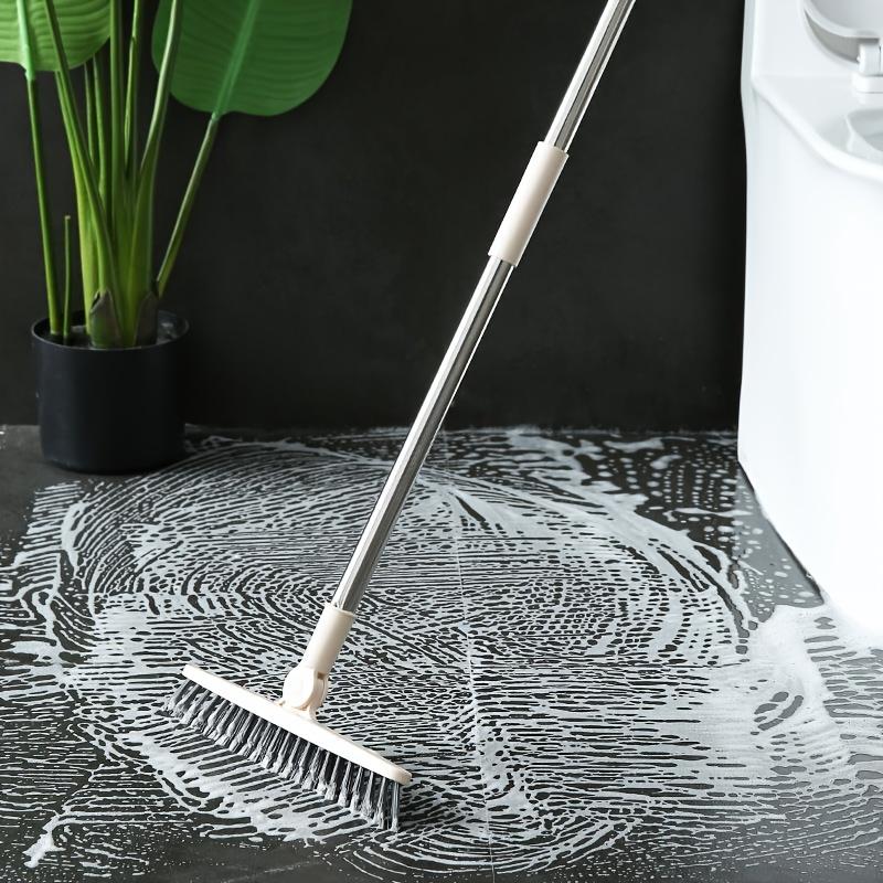 Long Handle Rotating Scrub Brush, Hard Bristle Bathroom Floor Brush for Tub and Tile Cleaning, Without Dead Ends