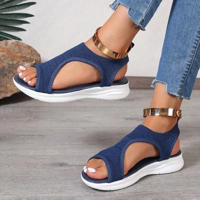 2024 Modische und bequeme einfarbige Mesh Atmungsaktive Damen Sandalen für Outdoor-Bekleidung Strand Casual Slipper Damenschuhe