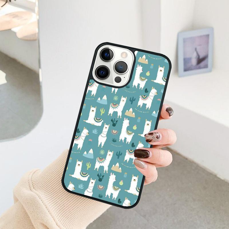 Llama Alpaca Pattern Phone Case For iPhone 17 Air 16 15 14 11 12 13 Pro MAX Plus Coque Cover Shell