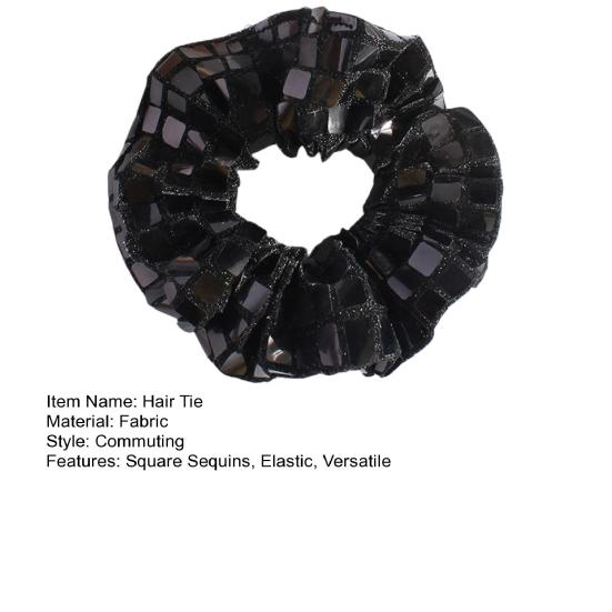 Hair Tie Square Sequin Decoration Elastic Fabric Hair Band No Damage Decorative Hair Rope Hair Accessories