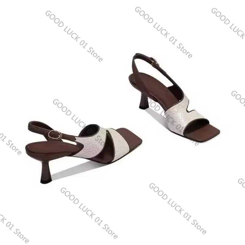 Fashion Women's Summer New Simple Solid Color Open Toe Sandals 2025 Outdoor Walking Comfortable Lightweight Breathable High Heels 34--39