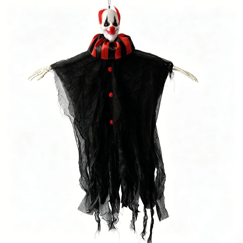 Halloween Clown Ghost Hanging Decoration with Green Hair - Perfect for Escape Rooms and Haunted Houses, Available in Multiple Colors