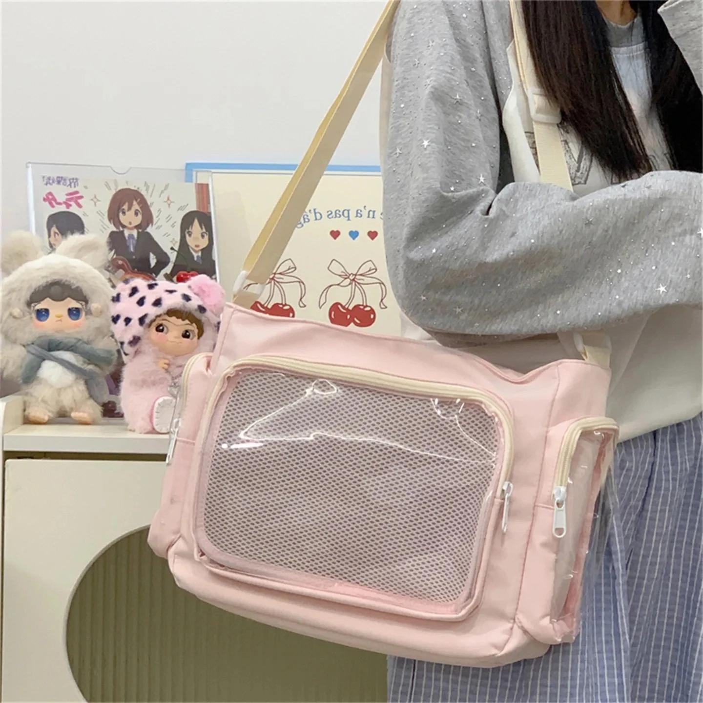 Market-4 Trendy Transparante Eenvoudige Crossbody Tas voor Meisjes Grote Capaciteit School Schoudertas Comfortabele en Veelzijdige Textuur Ita Tas