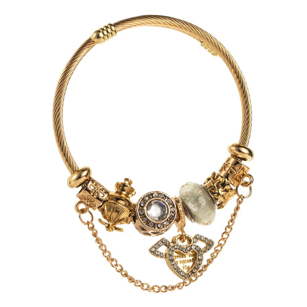 Beaded Love Heart Rhinestone Bracelet Adjustable Wedding Daily Accessories