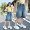 Shorts Jeans de Verão para Meninas Jeans Curtos Azuis para Crianças Calças para Pré-adolescentes Calças Curtas para Crianças Jeans Capris Macios Casuais para Bebês Comprimento do Joelho