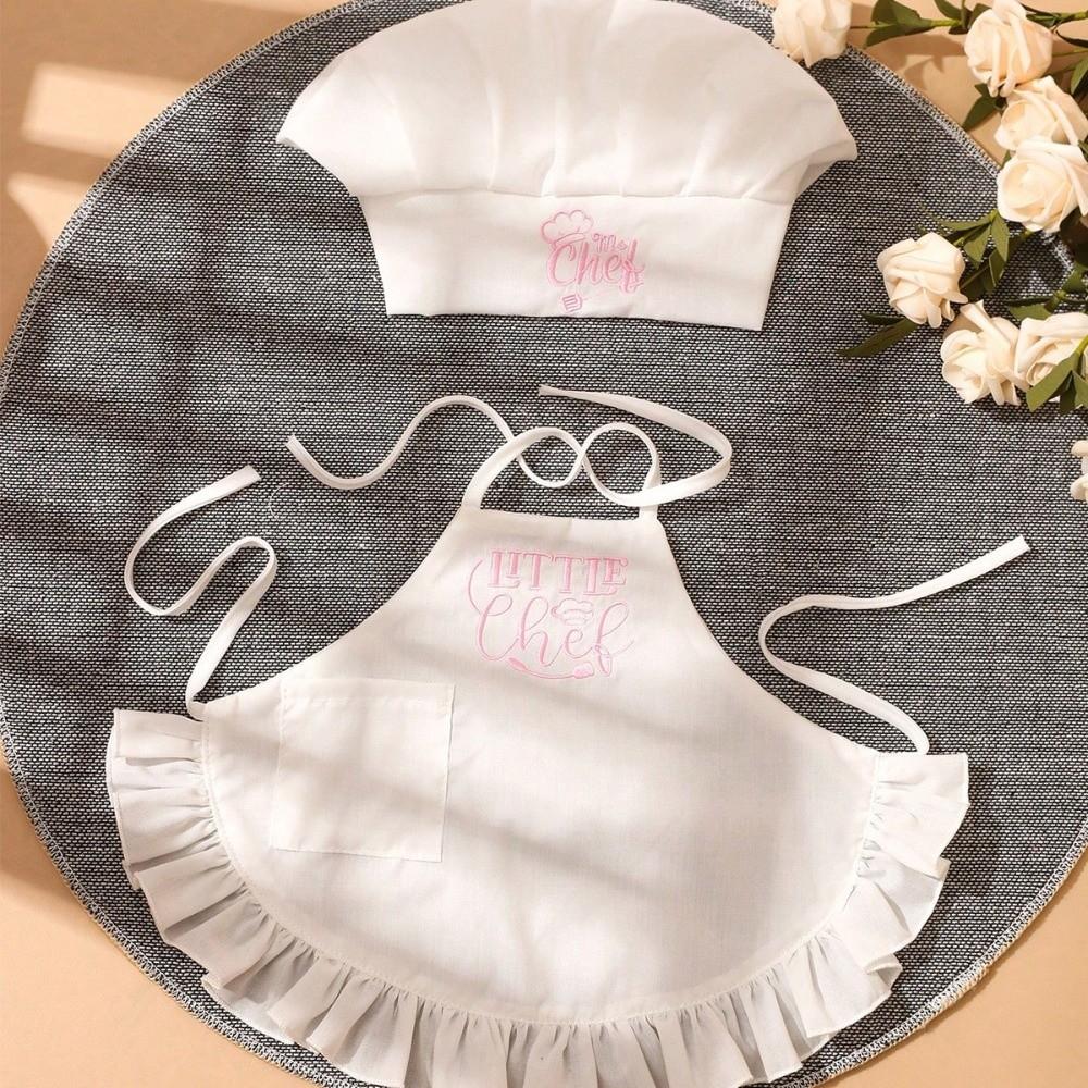 

2Pcs/Set Cute Bbay Photography Props Set Soft Aprons Chef Hats Set Little Chefs Theme білий