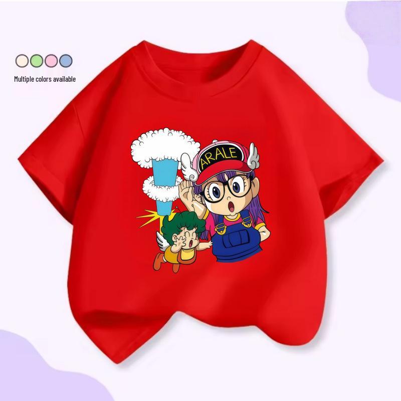 IQ Doctor Arale Cartoon Print Kids Round Neck Summer T-Shirt 140 cm