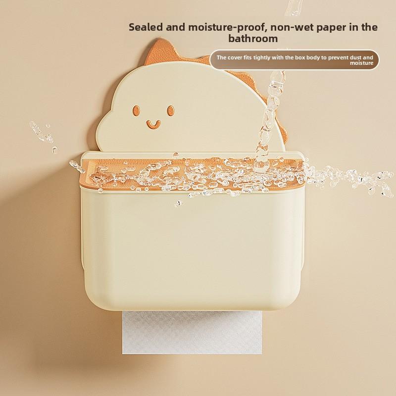 Cartoon Dinosaur Wall-Mounted No-Drilling Toilet Paper Holder for Bathroom, Kitchen and Living Room