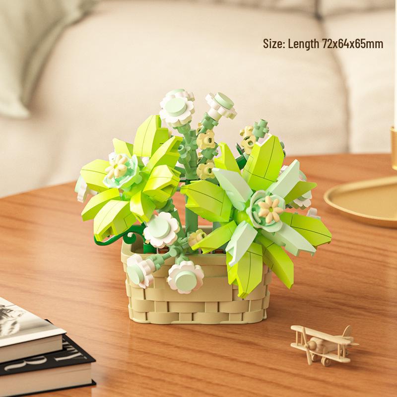 Preserved Flower Bonsai & Rose Succulent Building Blocks - Compatible with LEGO