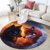 Fire and Ice Wolf Round Area Rug,Carpet Rug for Living Room Bedroom Sofa Playroom Decor,Non-slip Floor Mat