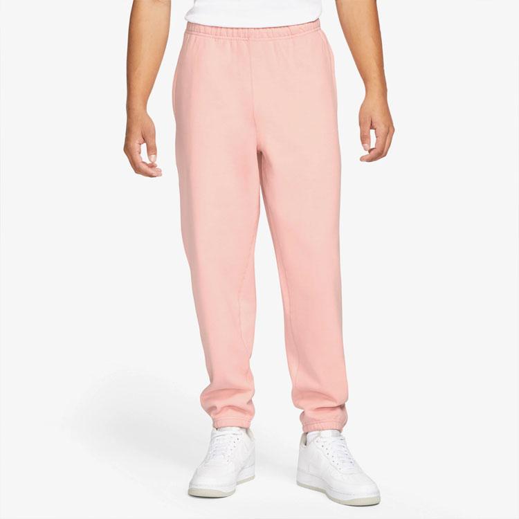 Nike Solo Swoosh Fleece Trousers Bleached Coral/White Men Streetwear CW5460-697