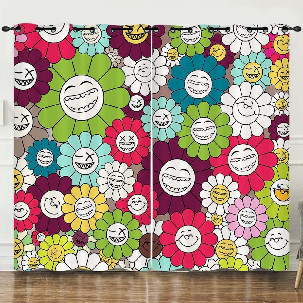 

Штора Смешное Смайлик 3D Цифровая Печать Светонепроницаемая Штора На Люверсах 97cm*114cm*2