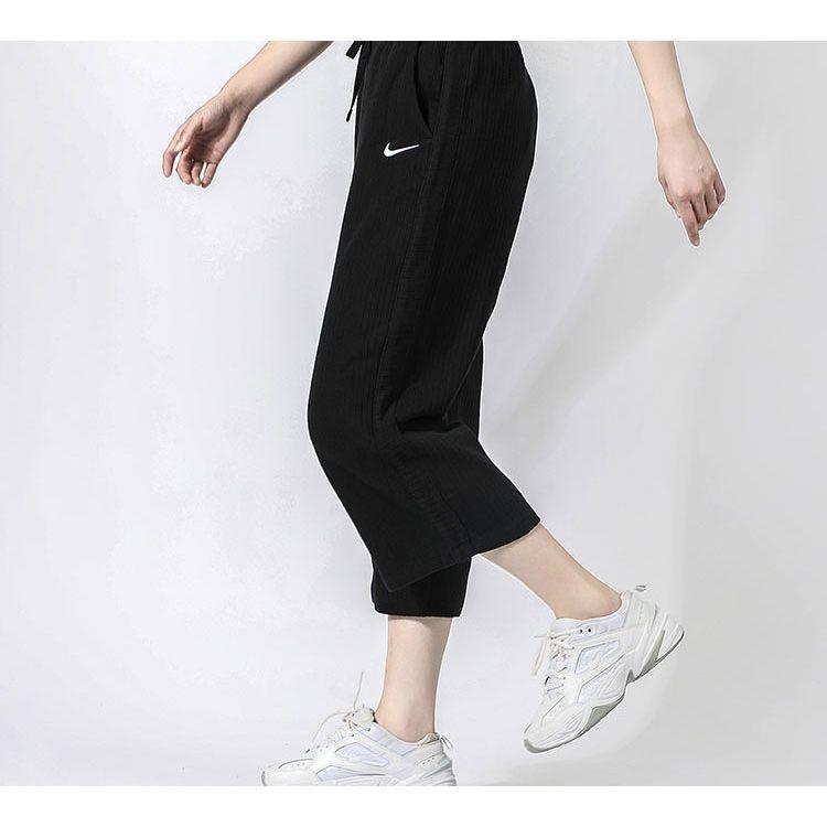 Nike Wide-Leg Cropped Casual Pants Women Bottoms Black CJ2666-010