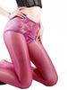 Sexy Women Lace Waist Briefs Panties Patchwork Stocking 2 In 1 Pantyhose Oil Glossy Shiny Thin Breathable Tights Maid Stockings
