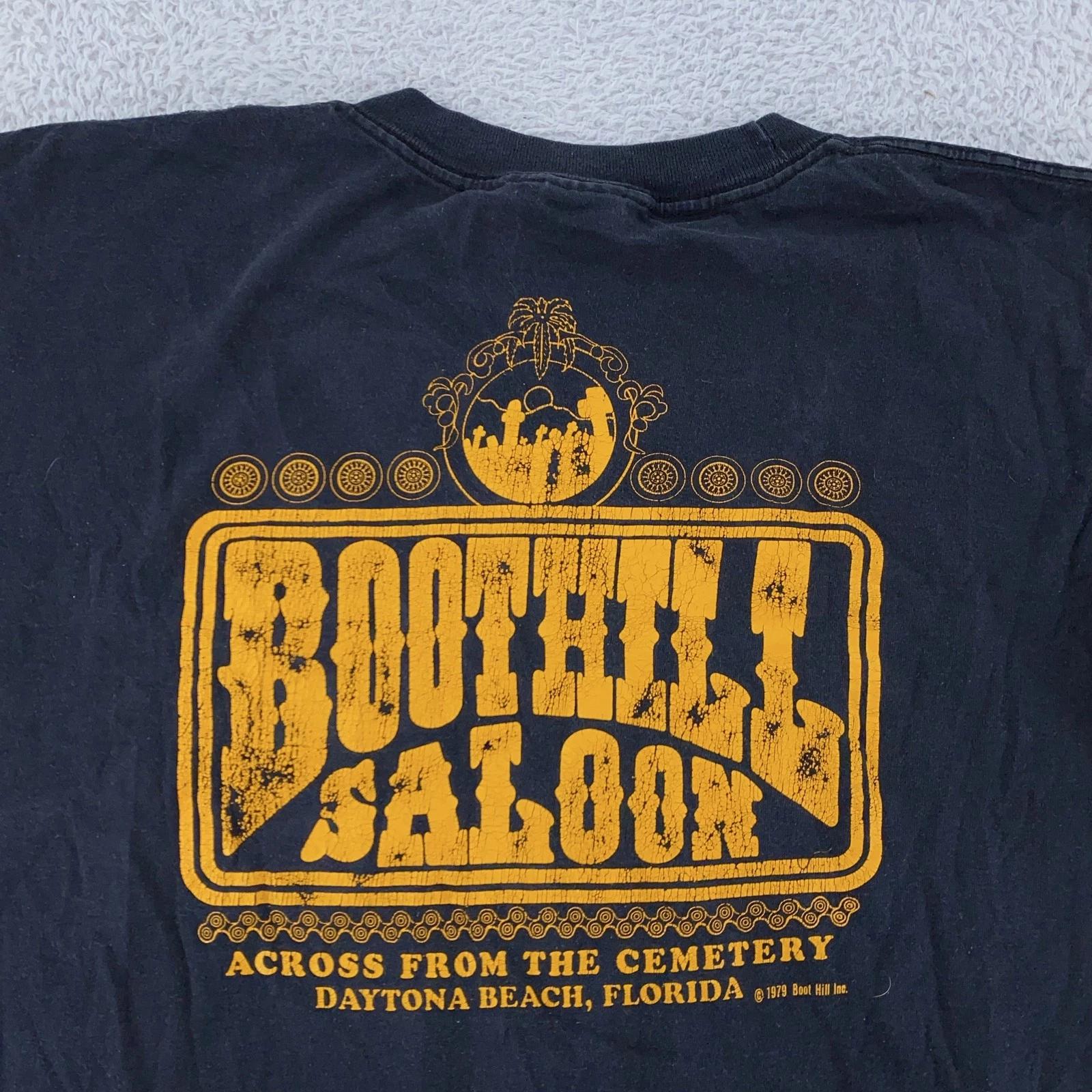 Vintage 80s Boot Hill Saloon T-Shirt BOXY Medium Daytona Beach Florida Biker Bar L