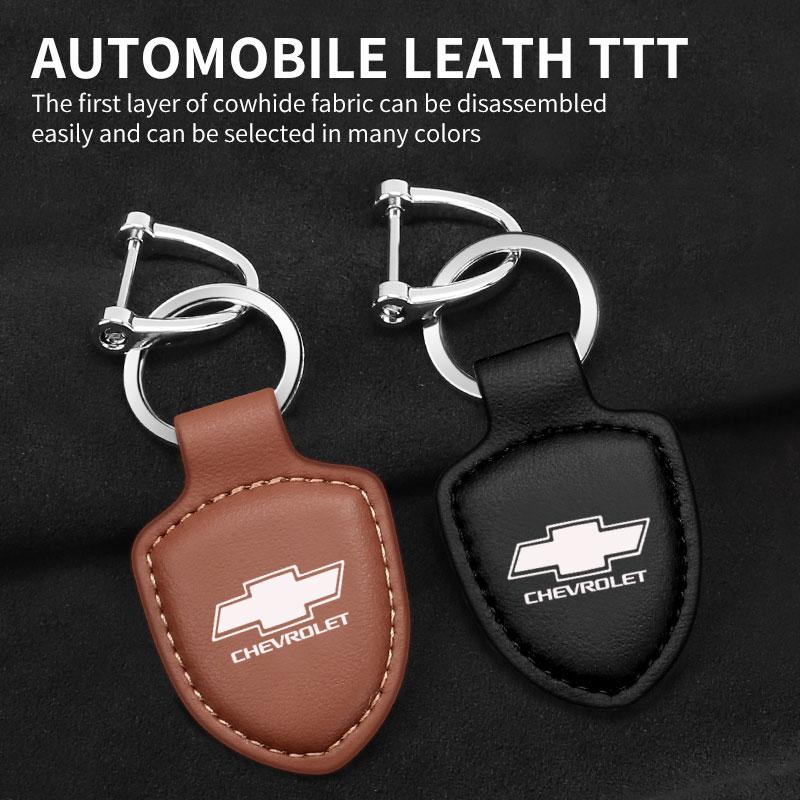 AABHN1 Car Shield Leather Keychain Key Ring Pendant Holder Gift for Chevrolet Accessories