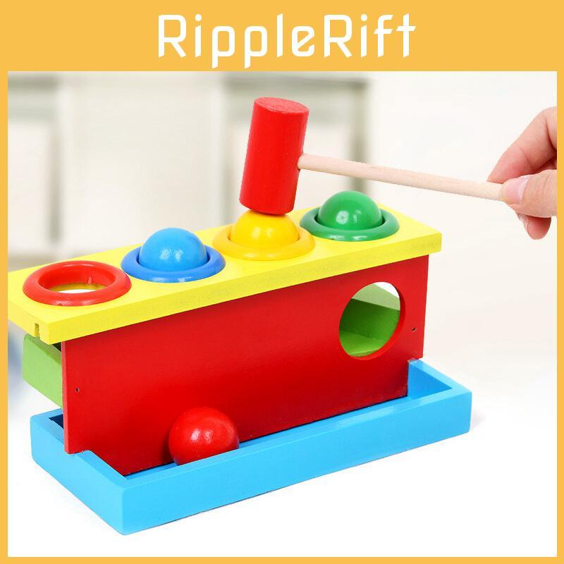 Wooden Toddler Color Matching Hammering Toy Interactive Ball Game For 1-2-3 Year Olds