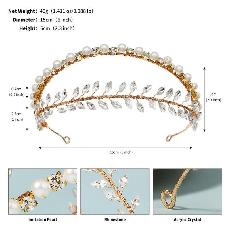 

Creative Handmade Crystal Wreath Headband Vacation Style Leaf Female Double Crown