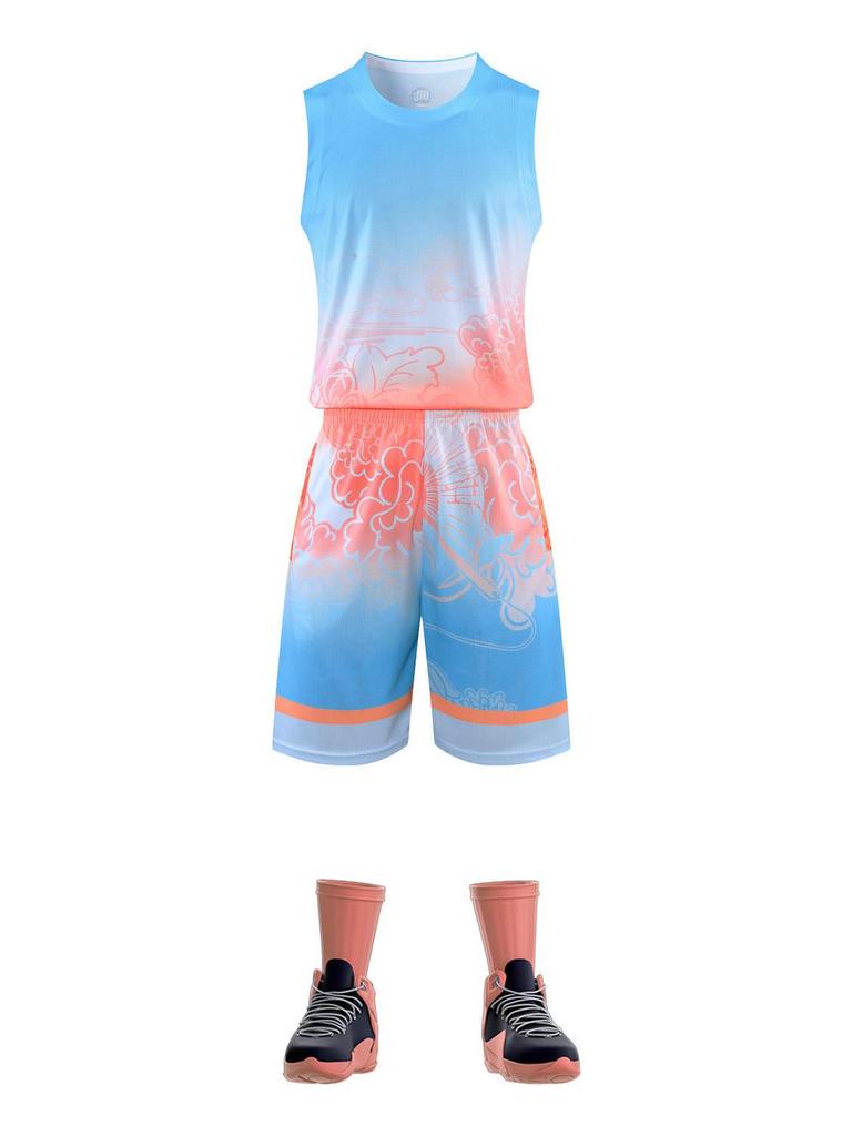 Men's Summer Training Basketball Tank and Shorts Set with Custom Printing