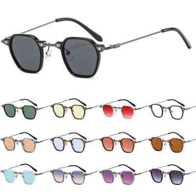 Polygon Frame Punk Sunglasses Vintage Small Ocean Color Eyewear Avant Garde Sun Glasses for Women & Men