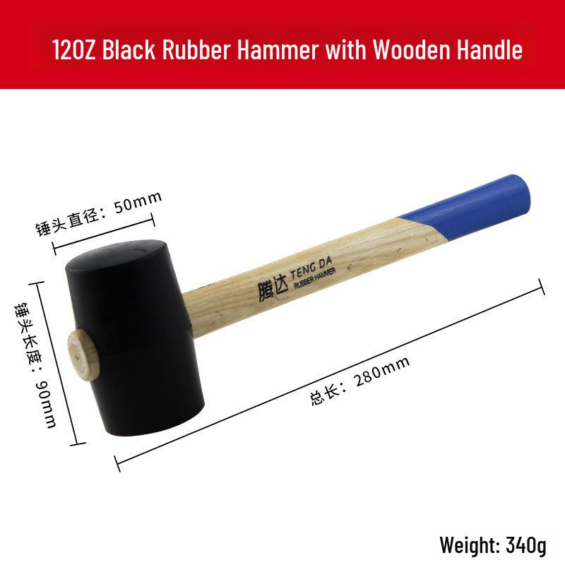 Tengda Solid Wood Handle Rubber Hammer for Tile Installation and Decoration