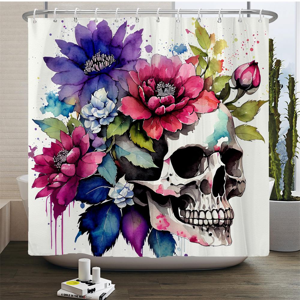 Watercolor Flower and Rose Print Shower Curtain Waterproof Shower Curtain Bathroom Partition Curtain Bathroom Decor Accessories