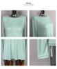 Women's Refreshing Mint Green Sheer Long-Sleeve Round Neck T-Shirt with Same-Day Shipping