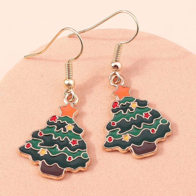 Fashion Merry Christmas Wreath Circle Hoop Earrings for Women Girls New  Party Festival Jewelry Gifts