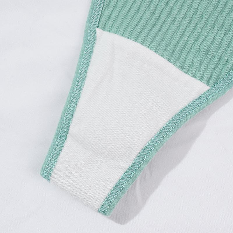 3 bucăți chiloți din bumbac cu dungi verticale pentru femei, tanga simplă confortabilă, lot de lenjerie sexy pentru femei