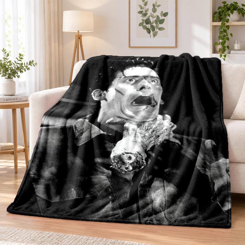 Evil Dead Ash Williams Flannel Throw Blanket Soft Warm Cozy For Sofa Bed Indoor Home Bedroom Use