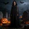 Schwarzer Brautschal Hexen Cosplay Umhang Halloween Cape Spiel Party Kostüm Requisiten Feiertag Verkleidung Vampirkostüm