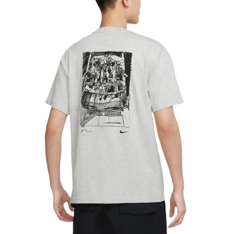 Nike SB Graffiti Print Round Neck Short Sleeve T-Shirt Men Tops Light-Grey DR7768-050