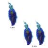 2PCS Simulation Peacock Bird Statue Glitter Clip On Artificial Feathered Peacock with Long Tail for Xmas Tree Holiday