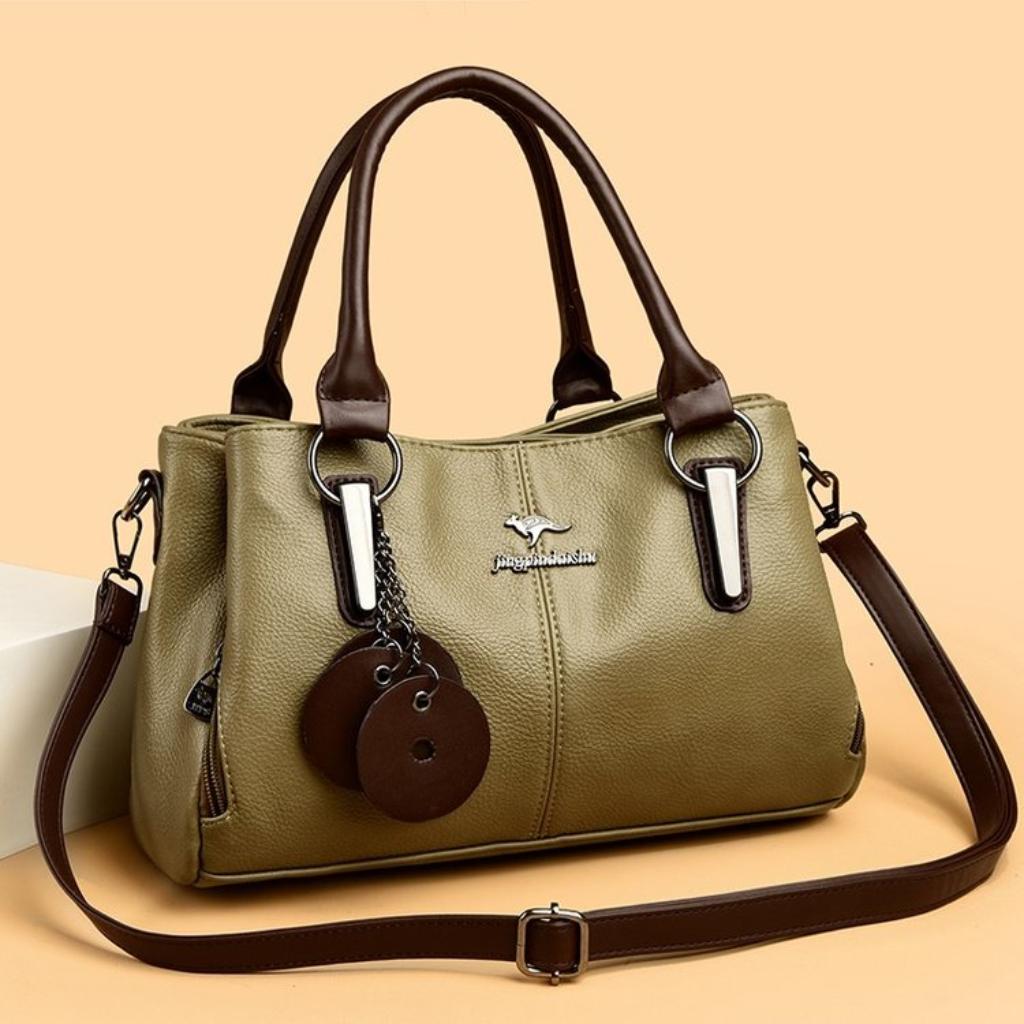 Shoulder Bag Women Faux leather Adjustable Strap Multi Pocket Office Daily