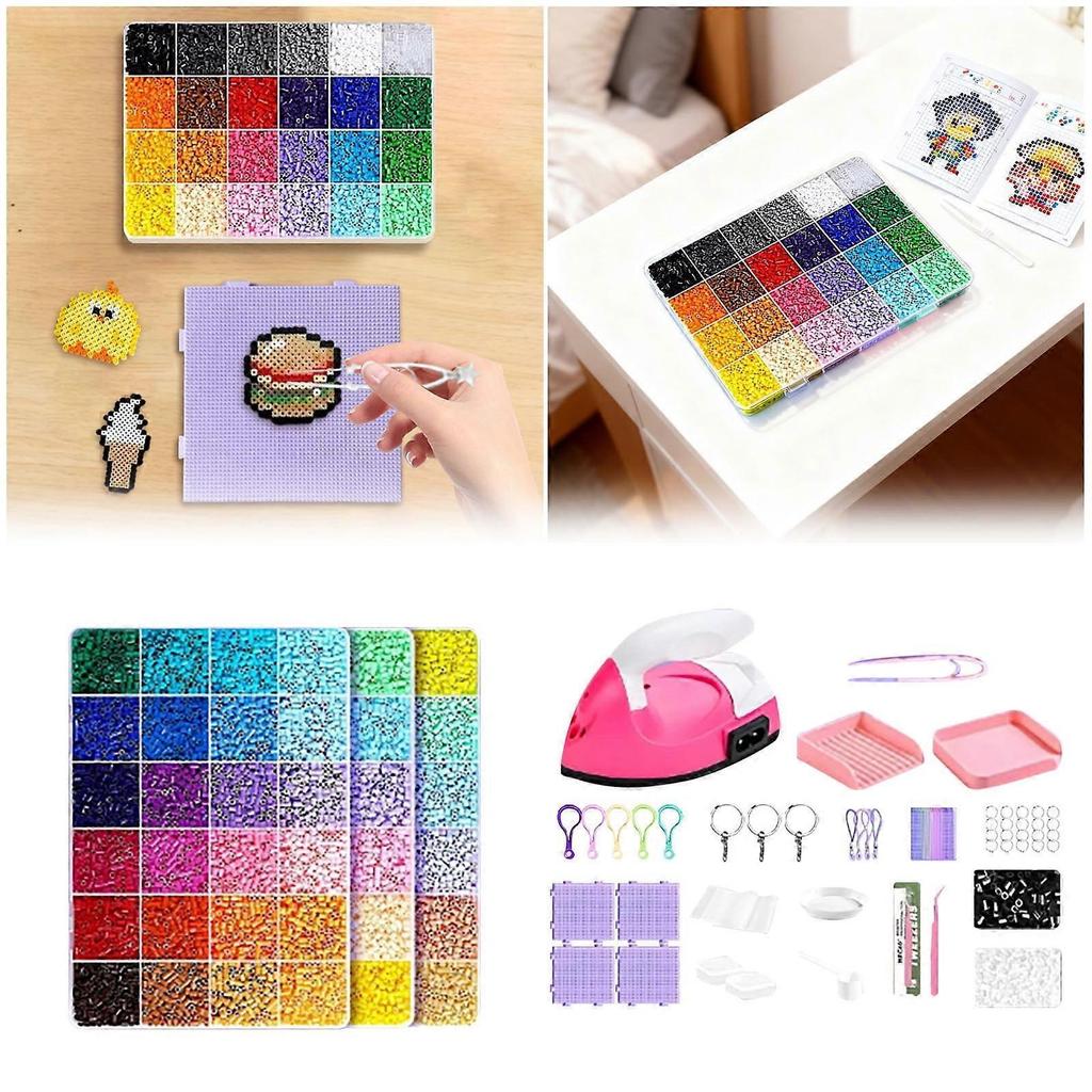 72-Color Fuse Beads Kit with Mini Iron, Pegboards, Ironing Paper & Tweezers – Compatible with Perler/Beads&Boards – Ideal DIY Craft Gift