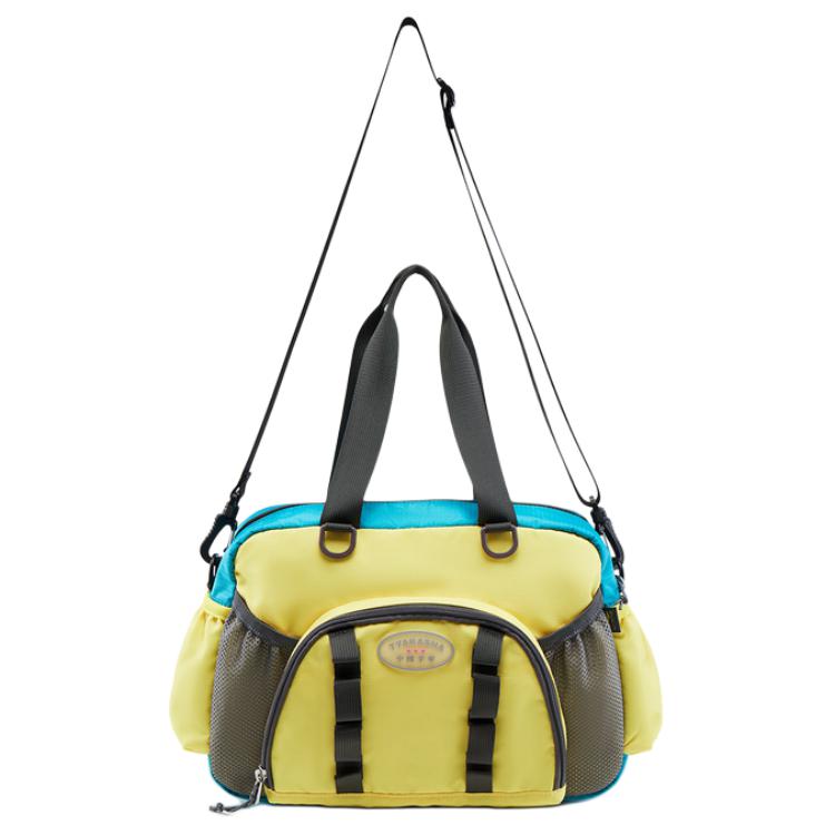Li Ning X Takashiya Collaboration Classic Logo Nylon Shoulder Crossbody Tote Bag Women Bags Yellow Green ABDV136-3 Yellow & Green
