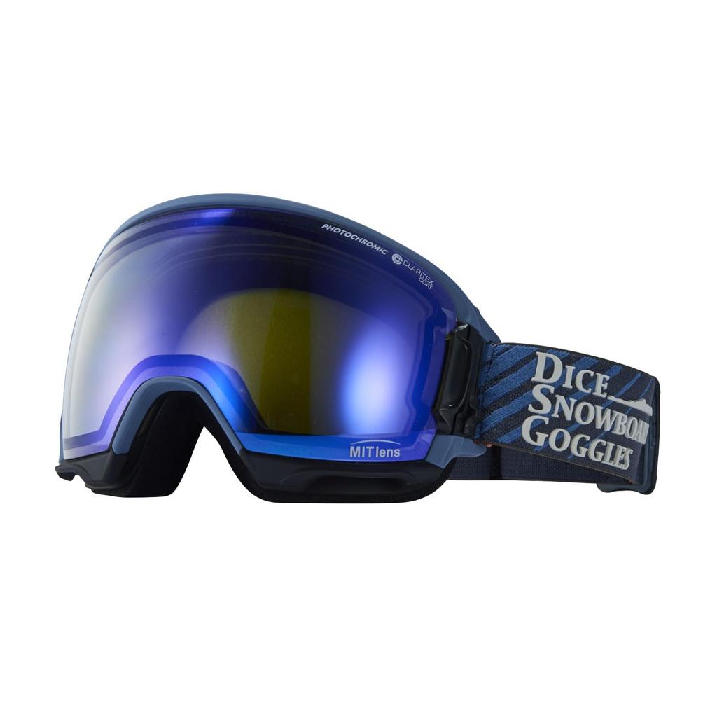 DICE HIGHROLLER HR35191 NAV Photochromic Snow Goggles with MIT Blue Made in for Snowboarding and Skiing Mirror, Japan, Adults,