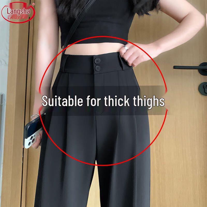 LANGSHA Women's 2025 Lightweight High-Waisted Straight-Leg Suit Pants