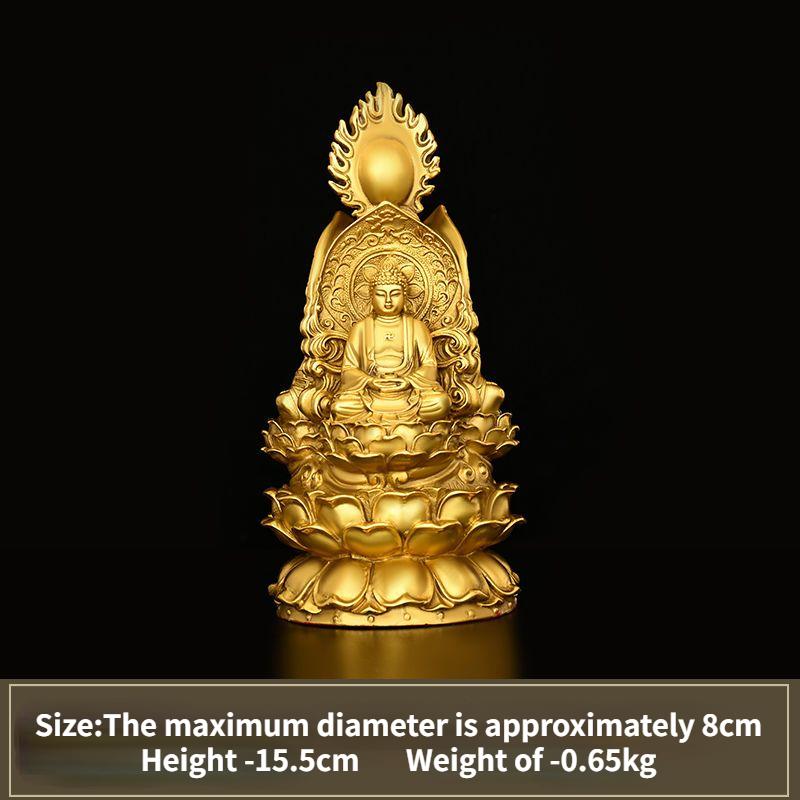 

Китайский стиль Чистая медь Трехсторонний Будда Украшение Шакьямуни Кшитигарбха Благословения Украшения