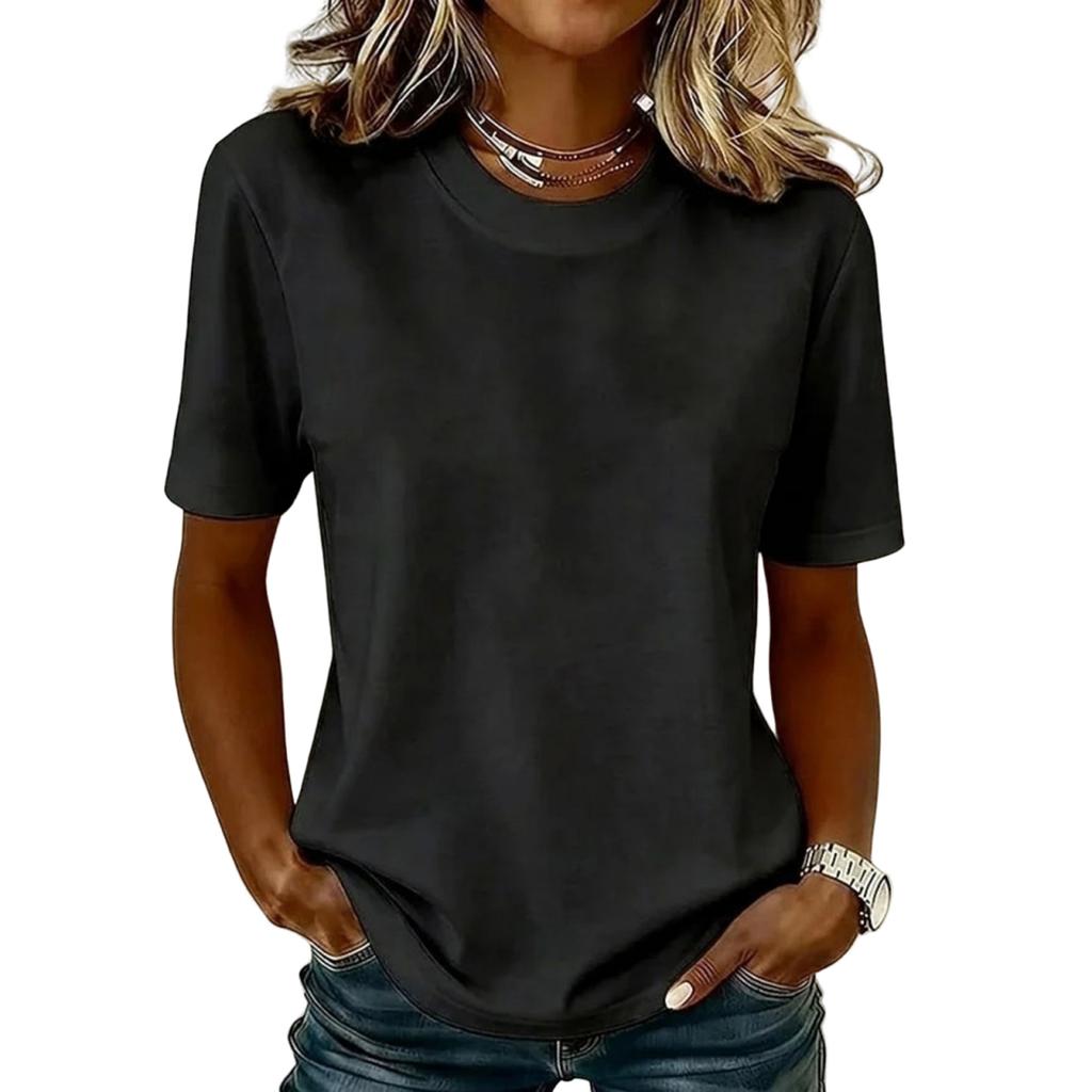 Women’s Casual Relaxed Fit Crew Neck Short Sleeve Shirt Comfortable Soft Fabric Versatile Everyday Top