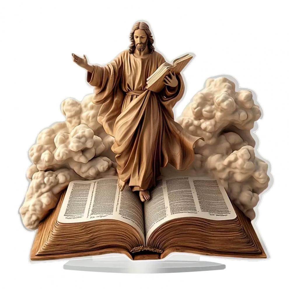 Christmas Nativity Scene Acrylic Tabletop Sign 2D Flat Desktop Display Ornament for Christian Home Shelf Decor