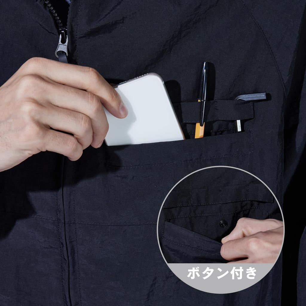 Otafuku Gloves Zip-Up Hoodie [Wide Silhouette, Water-Repellent, with Smartphone Pocket] FB-231 Black, Size M