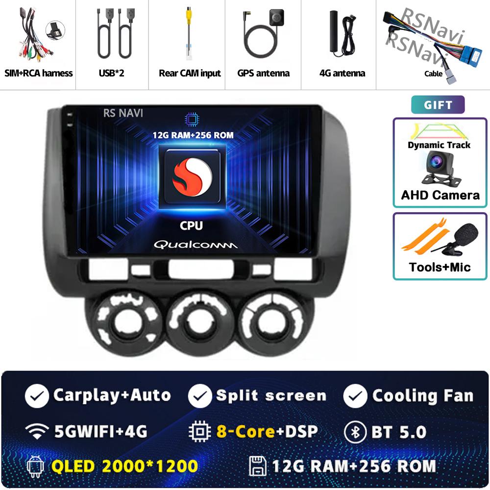 Android 14 Carplay Car Radio For Honda Fit Jazz City 2002 2003 2004 - 2007 Multimedia Video Player Navigation GPS Stereo 2Din BT