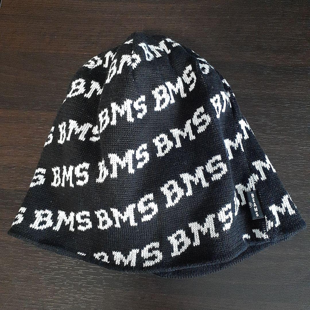 Used BEAMS Knit Hat Beanie Black BMS Logo
