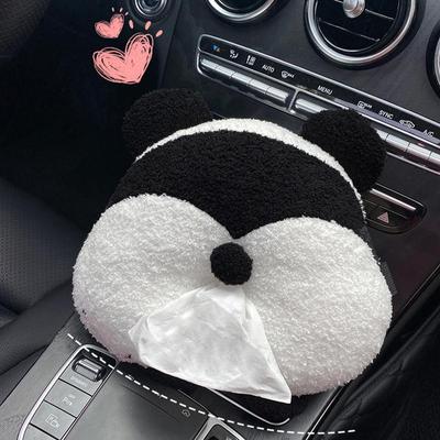 Car Tissue Holder Cute Tissue Car Holder Plush Panda Napkin Box Napkin Case Backseat Headrest Tissue Organizer Auto Animal Decor