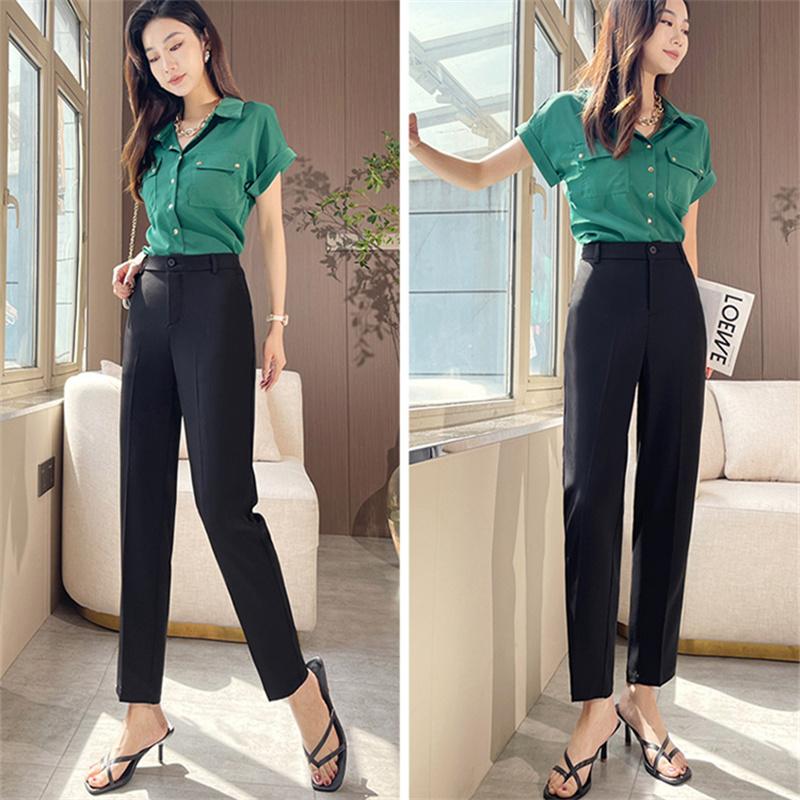 Spring Autumn Fashion Elegant Slim Fit High Waist Straight Trousers Femal Business Pencil Pants Fashion Solid Pant Women Classic